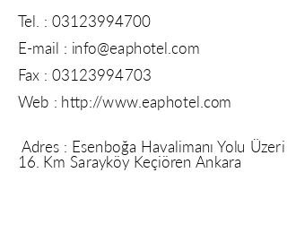 Esenboa Airport Hotel iletiim bilgileri